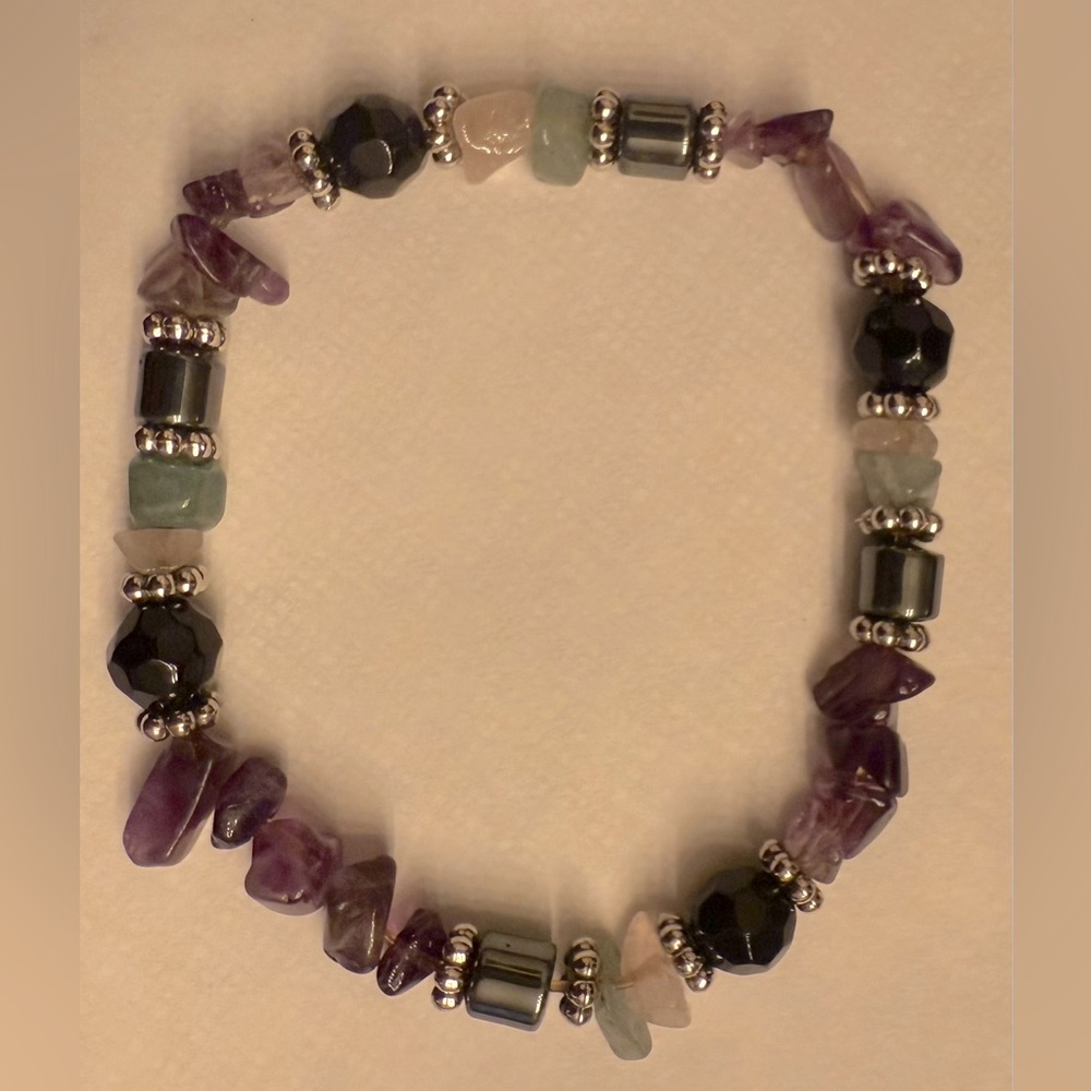 Amethyst & Hematite Stretch Bracelet